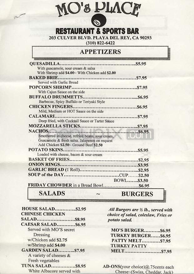Menu page 1