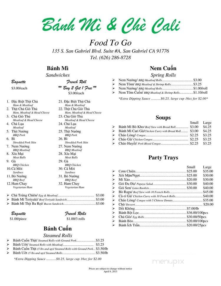 Menu page 1