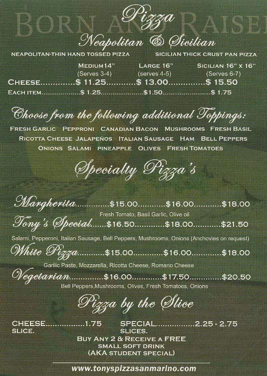 Menu page 1