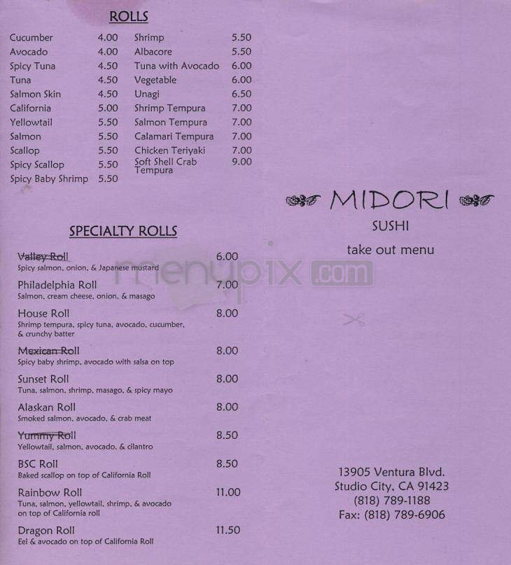 Menu page 1