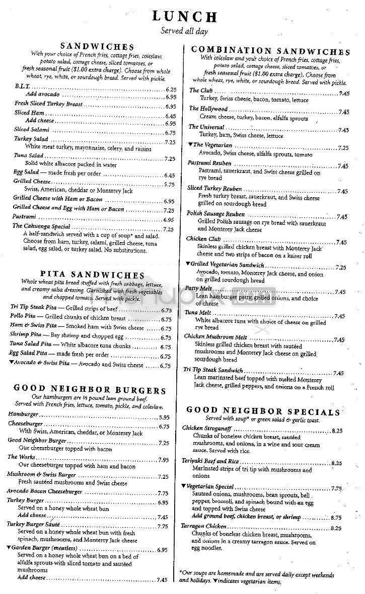 Menu page 1