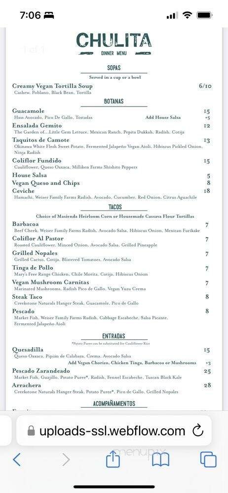 Menu page 1