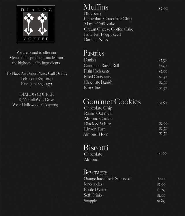 Menu page 1