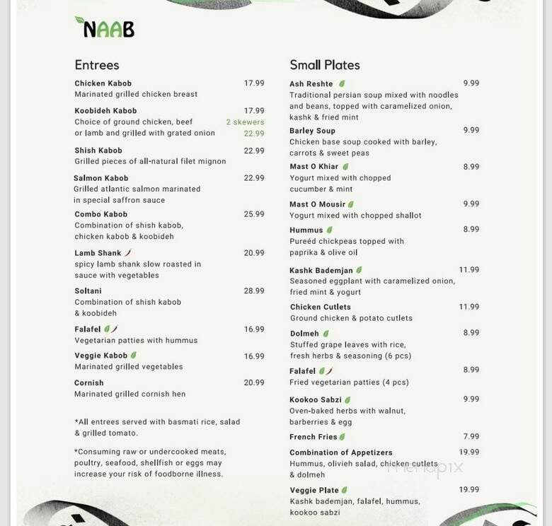 Menu page 1