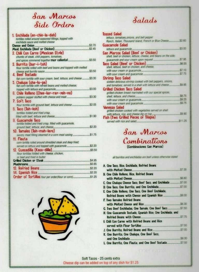 Menu page 1