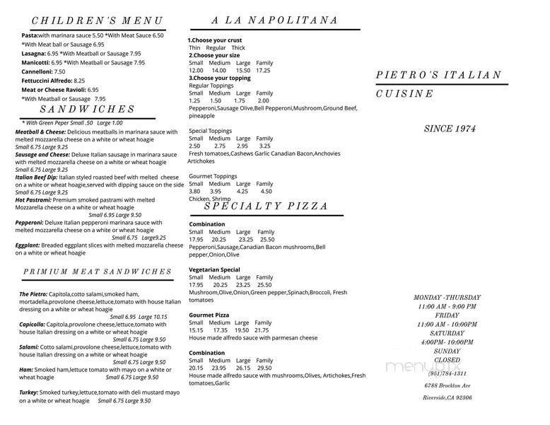Menu page 1