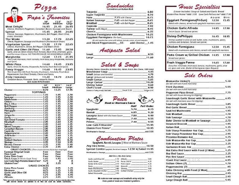 Menu page 1