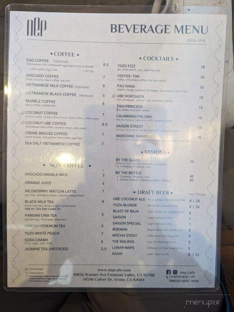 Menu page 1