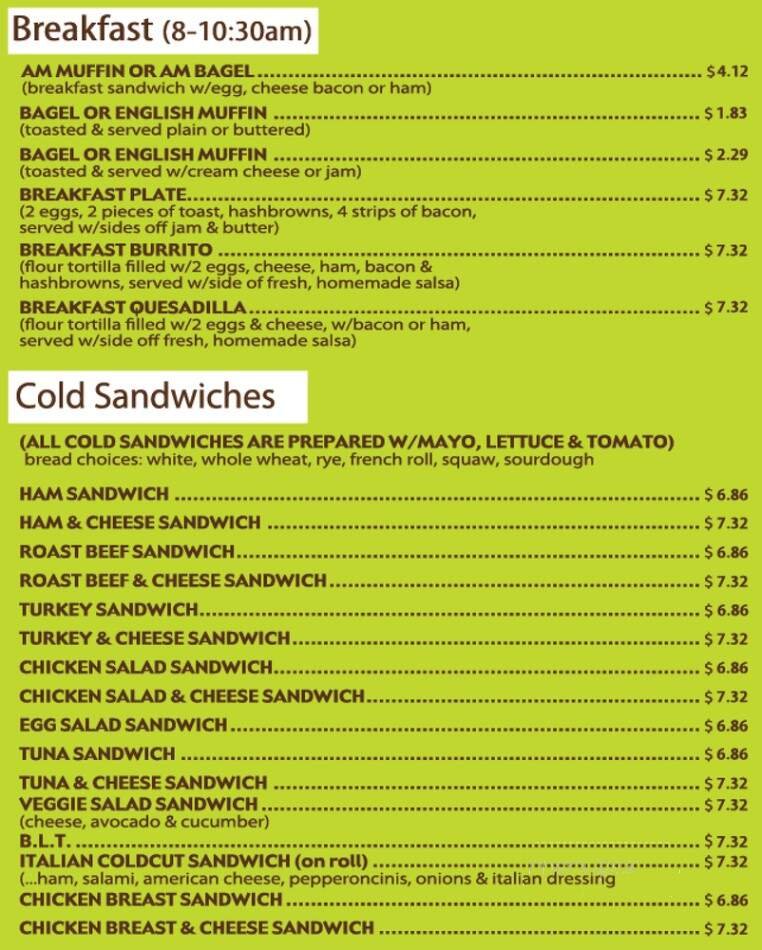 Menu page 1