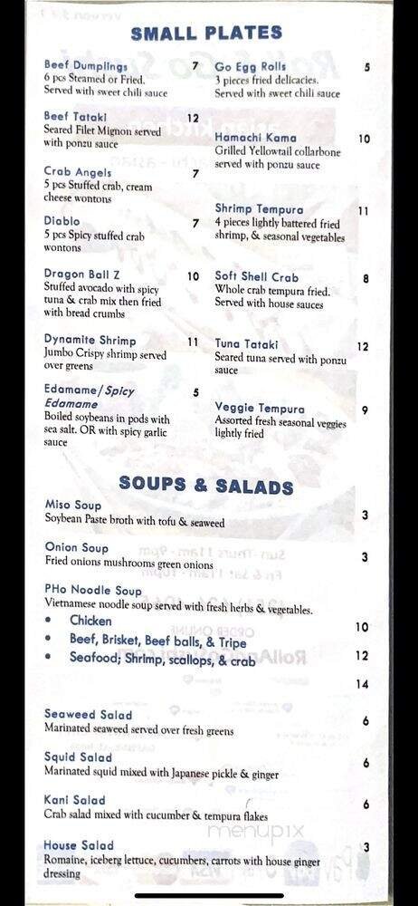 Menu page 1