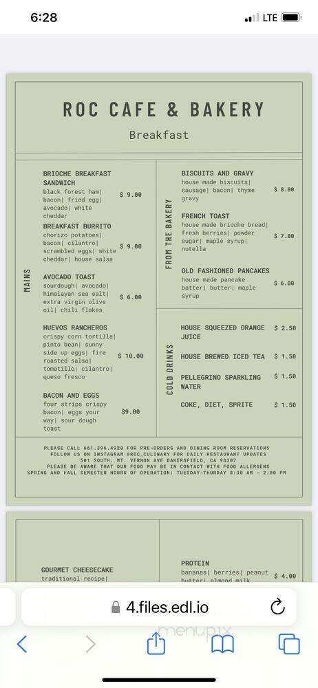 Menu page 1