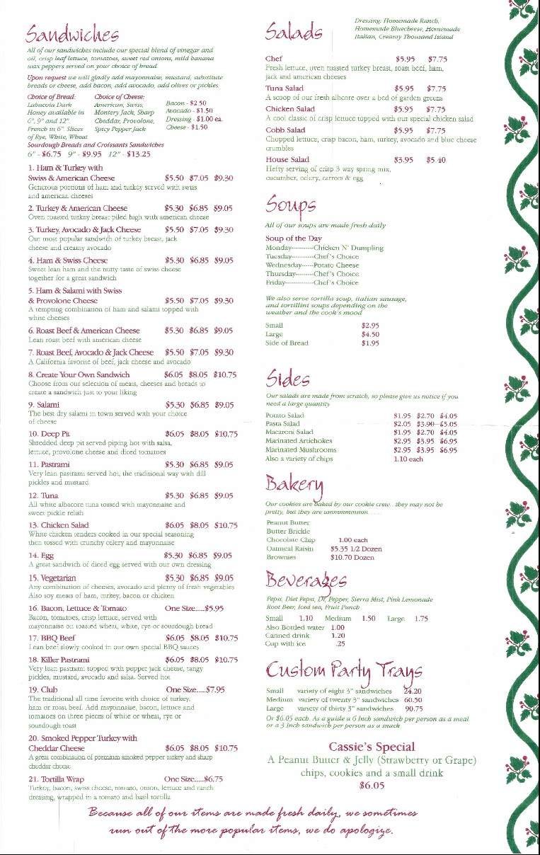 Menu page 1