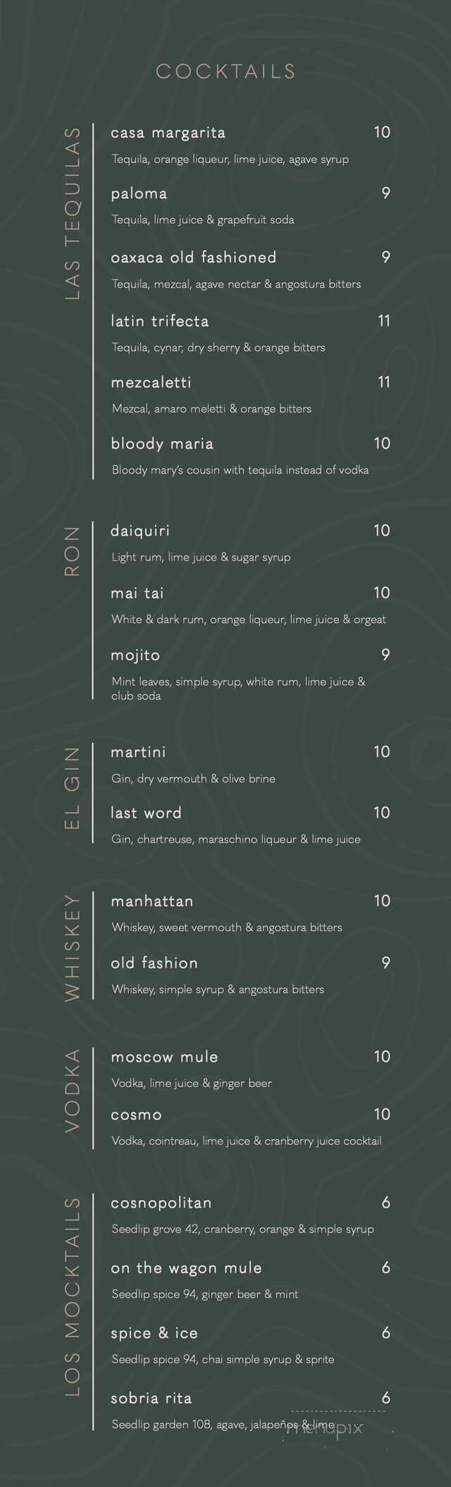 Menu page 1