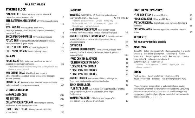 Menu page 1