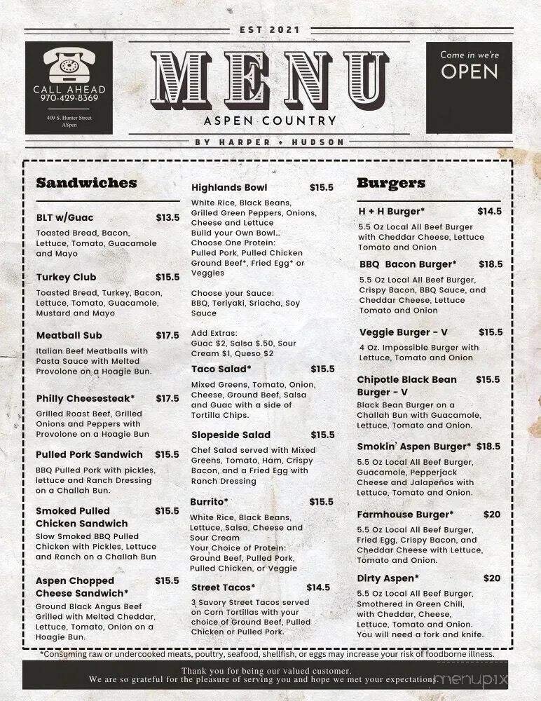 Menu page 1