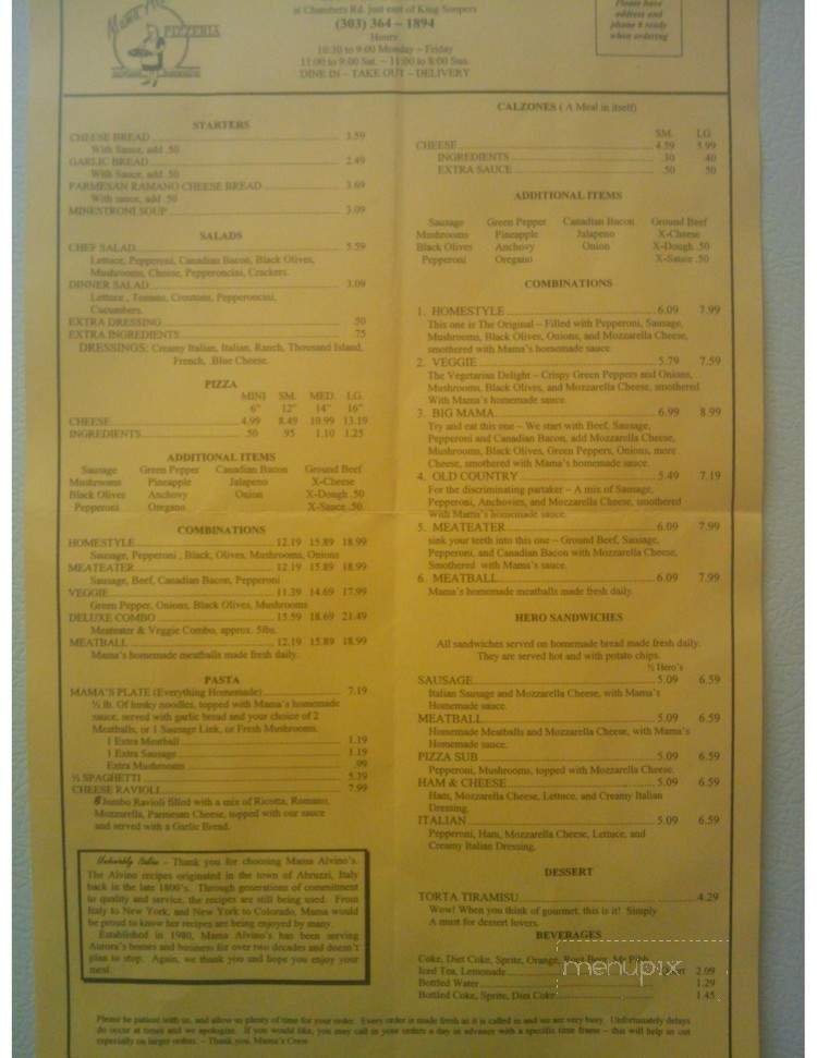 Menu page 1