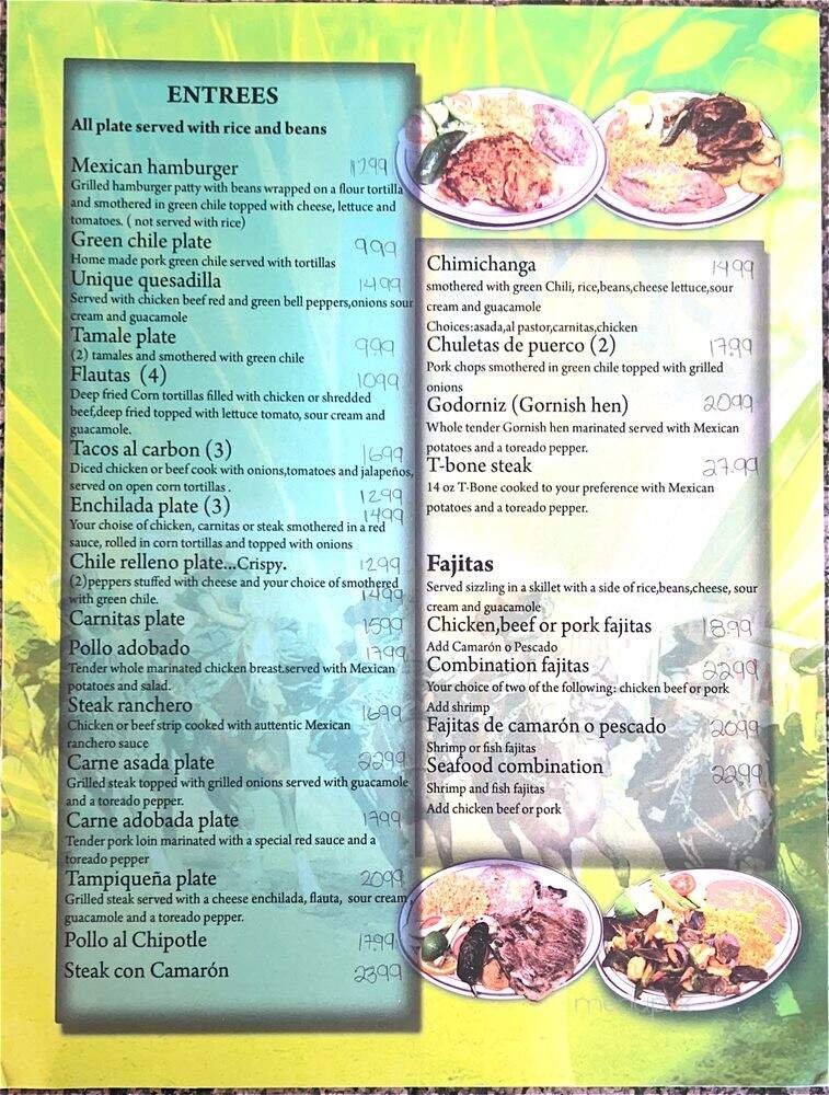 Menu page 1