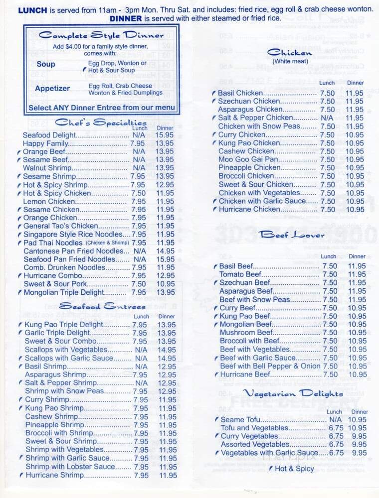 Menu page 1