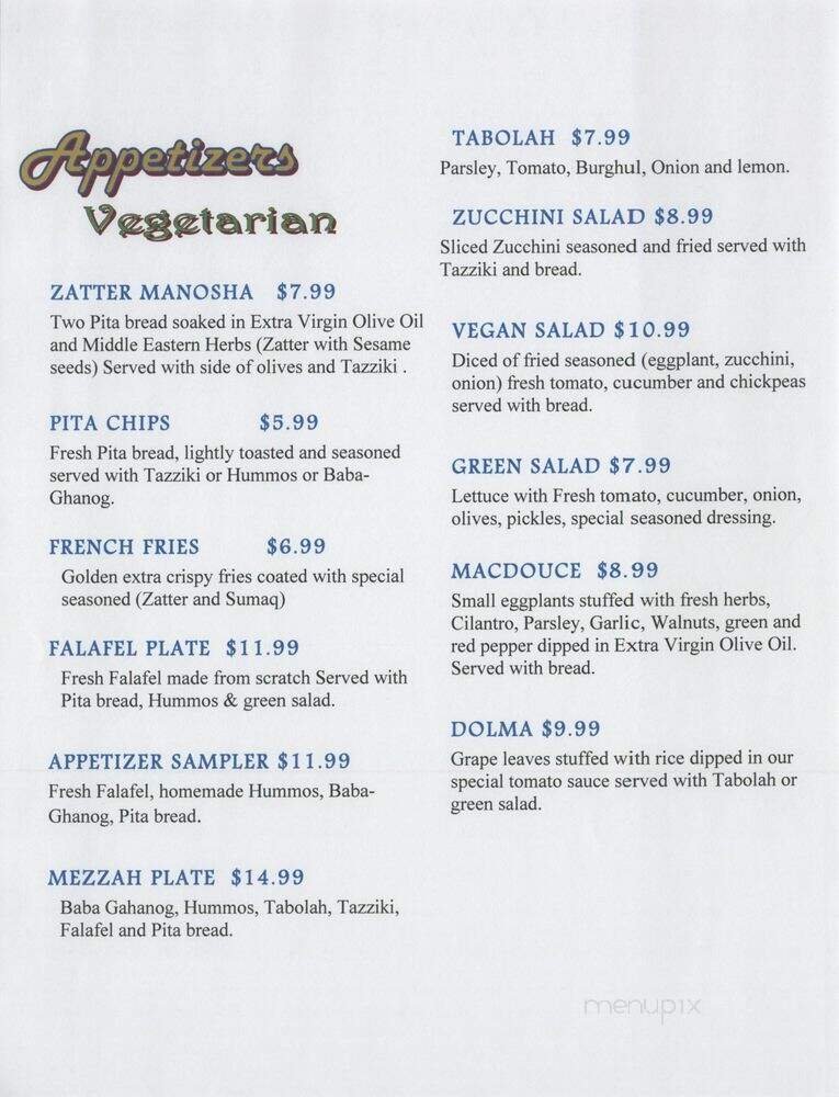Menu page 1