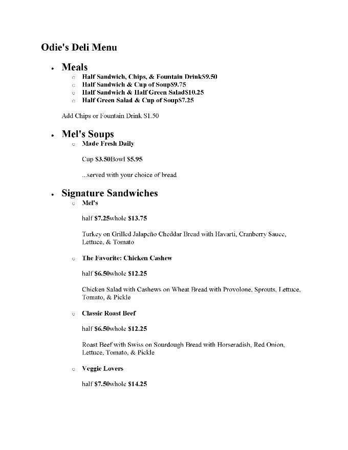 Menu page 1