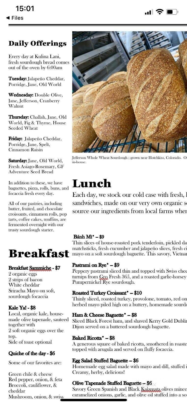 Menu page 1