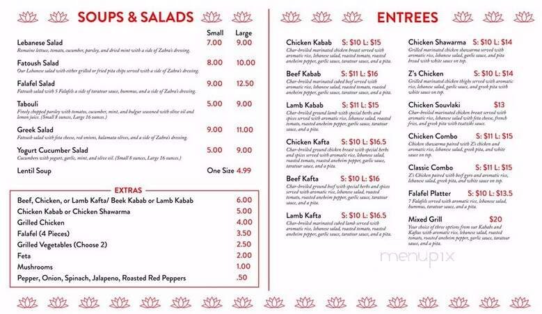 Menu page 1