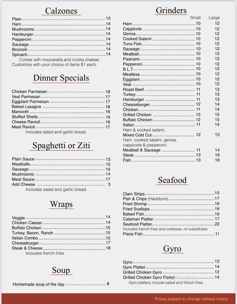 Menu page 2