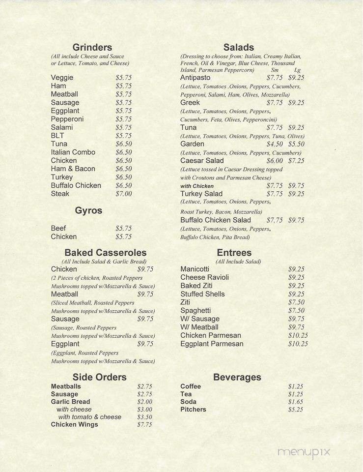 Menu page 1