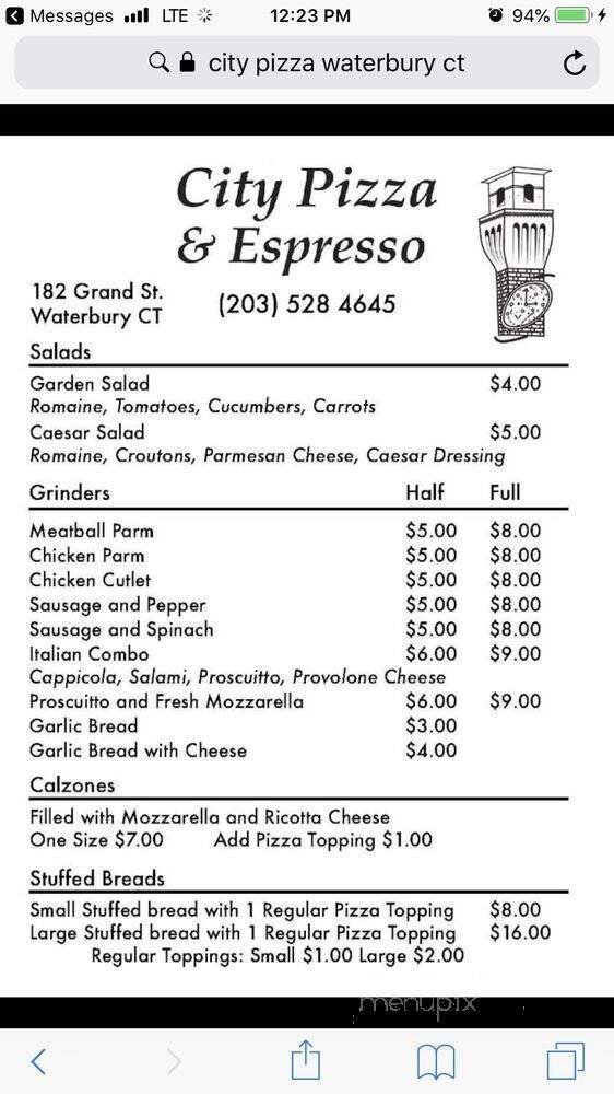 Menu page 1