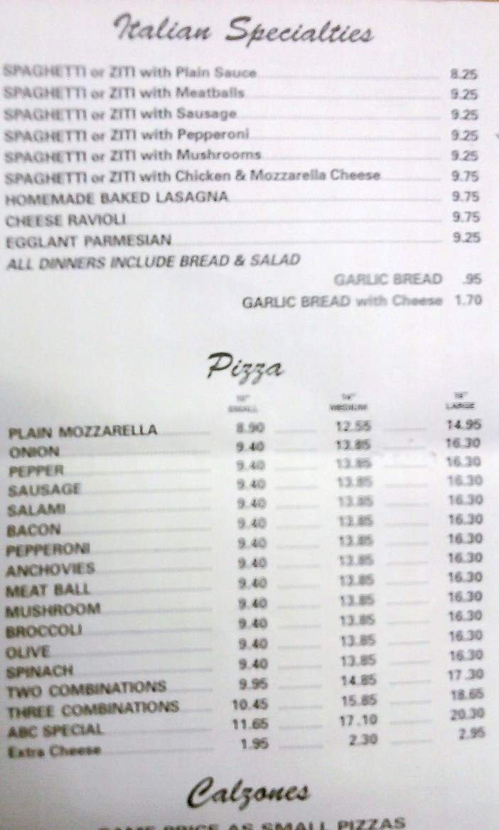 Menu page 1