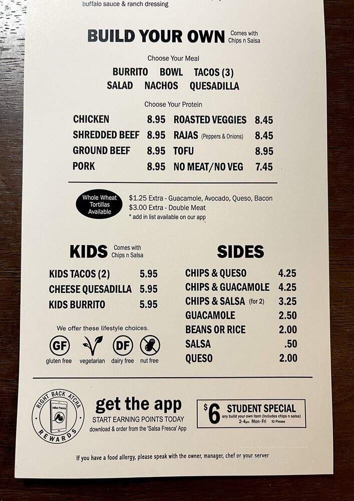 Menu page 1