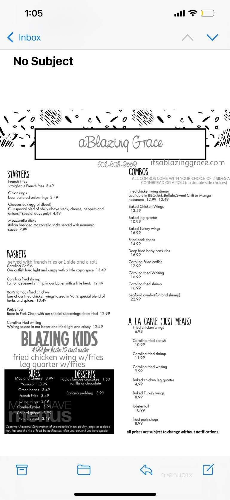 Menu page 1