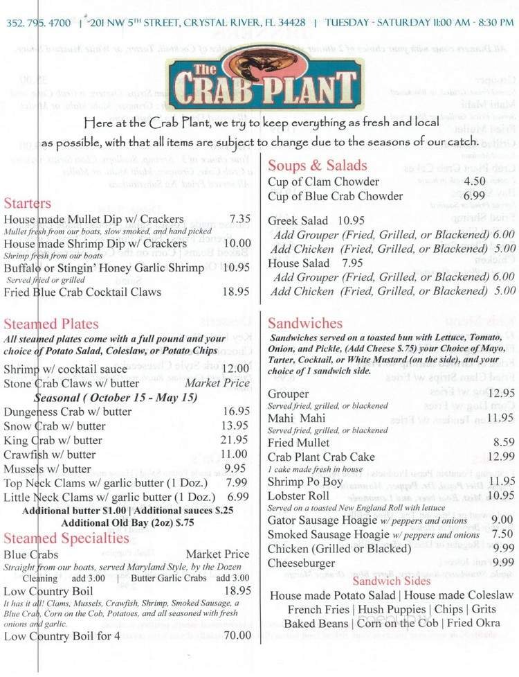 Menu page 1