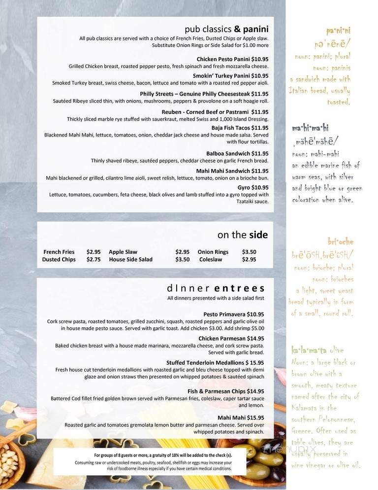 Menu page 1
