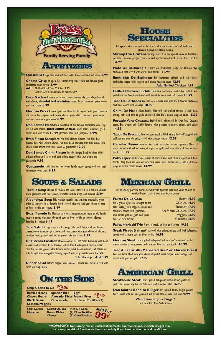 Menu page 1
