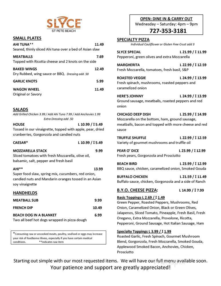 Menu page 1