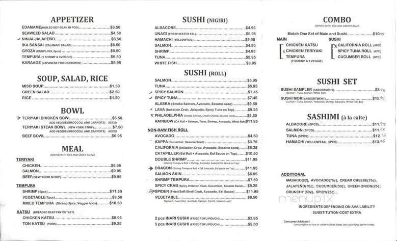 Menu page 1