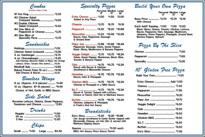 Menu page 1