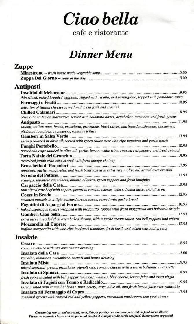 Menu page 1