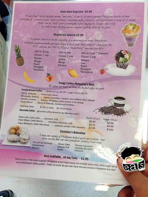 Menu page 1