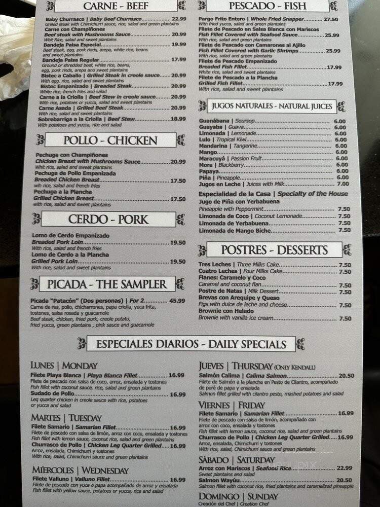 Menu page 1