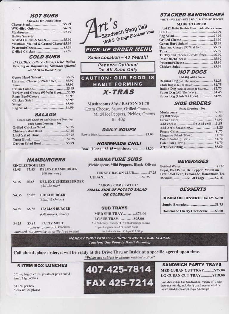 Menu page 1