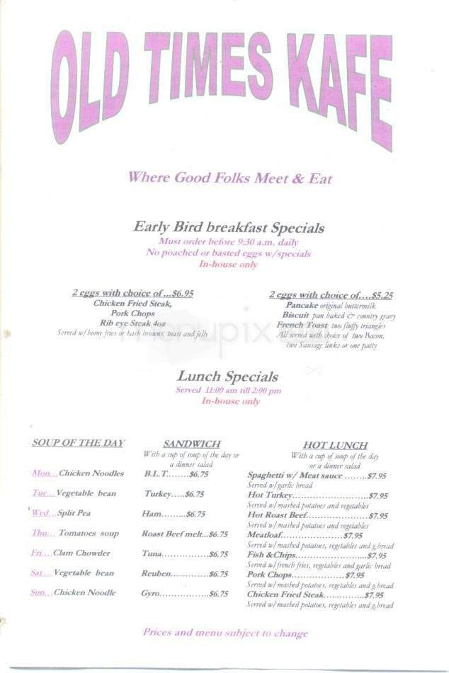 Menu page 1