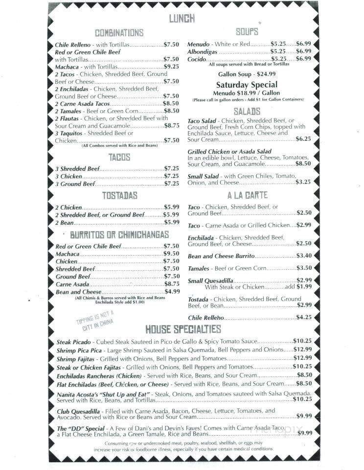 Menu page 1