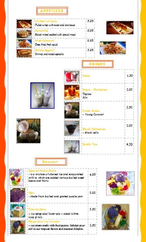 Menu page 1