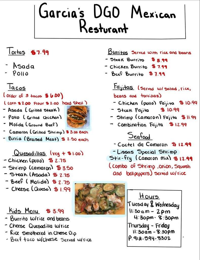 Menu page 1