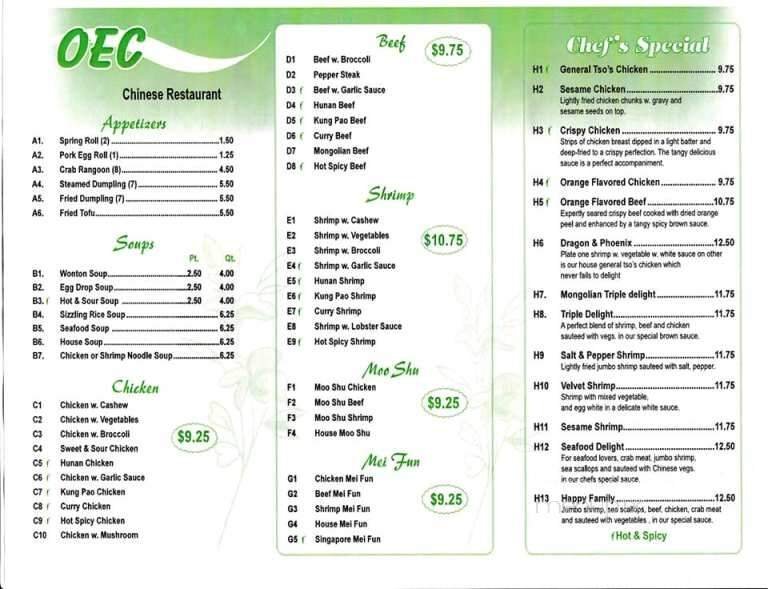 Menu page 1