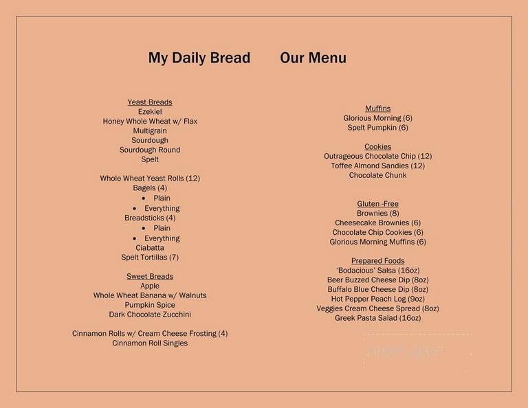 Menu page 1