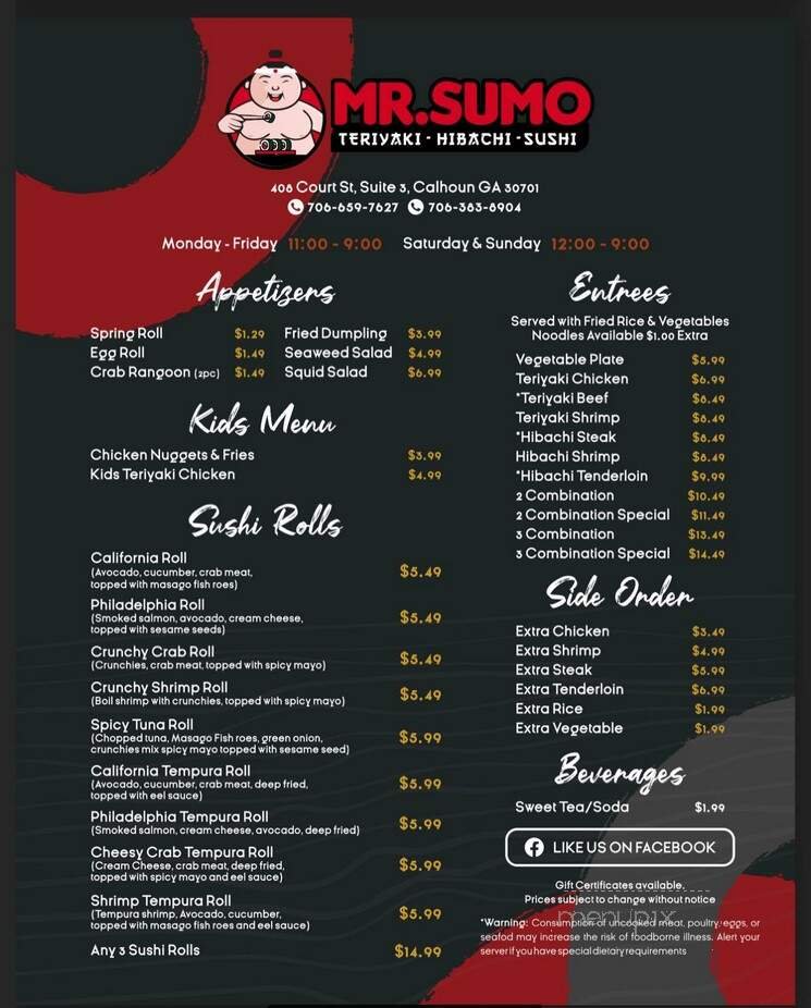 Menu page 1