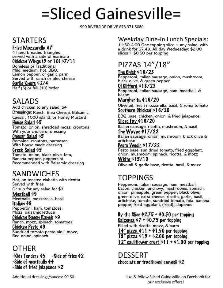 Menu page 1